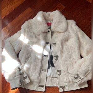 Juicy Couture Rabbit fur, leather trim coat